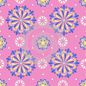 Bright mandala pattern in pink-white